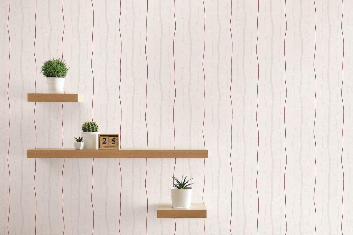 VLIESTAPETE Beige 53/1005 cm - Beige/Rot, Textil (53/1cm) - KUNSTLOFT