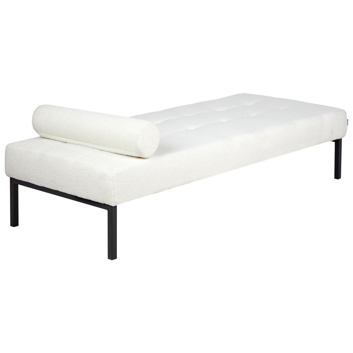 CHAISELONGUE Bouclé Weiß Chinon - Schwarz/Weiß, Textil (178/41/73cm) - Beliani