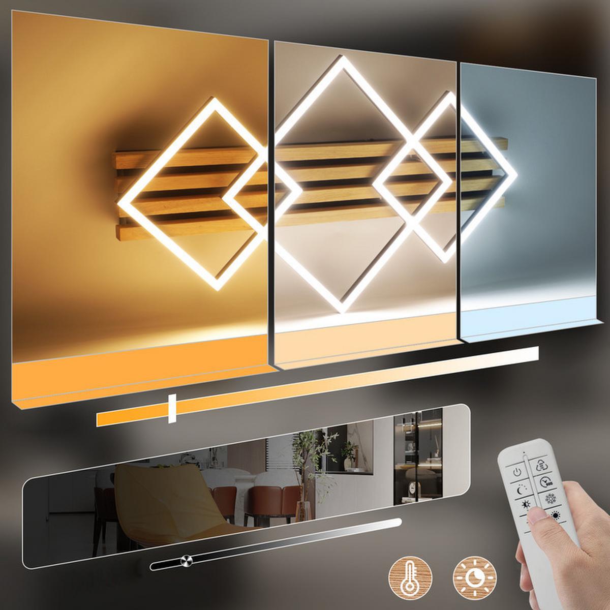 LED-DECKENLEUCHTE Elisabeth II 8.8/71.6/41.6cm - Eschefarben, Holz (8.8/71.6/41.6cm) - Nettlife
