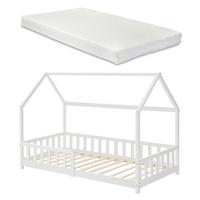 HAUSBETT Hesel mit Matratze - Weiß, Holz/Textil (90/200cm) - [en.casa]