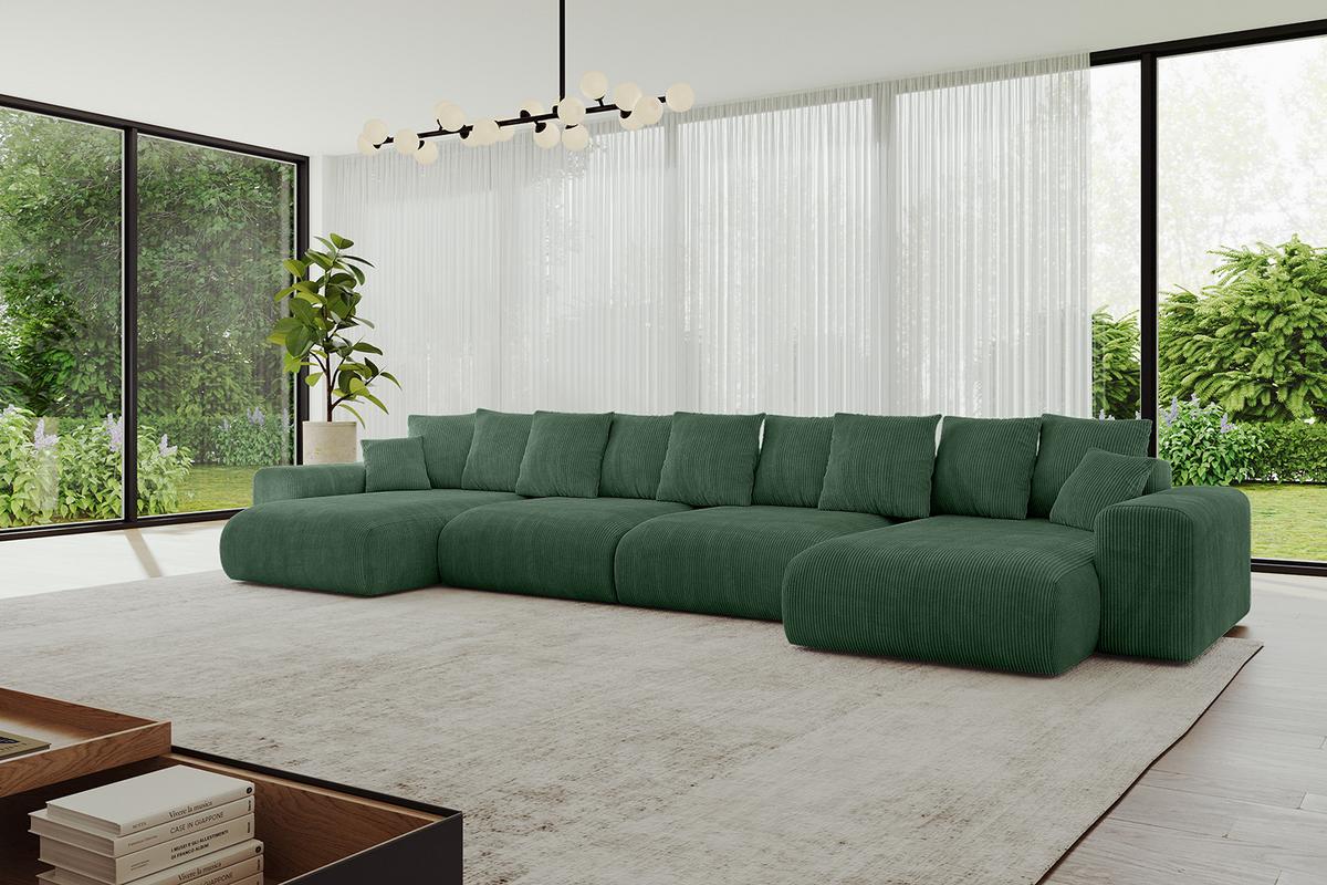 WOHNLANDSCHAFT mit Schlaffunktion ESKAR-U2-464x176x72cm Grün - Grün, Holzwerkstoff/Kunststoff (176/72/464cm) - ALTDECOR
