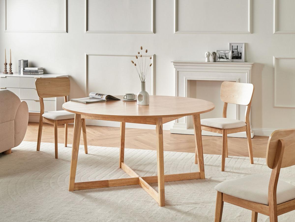 ESSTISCH Helle Eiche 140/140 cm Waipori - Braun, Holzwerkstoff (140/140/75cm) - Beliani