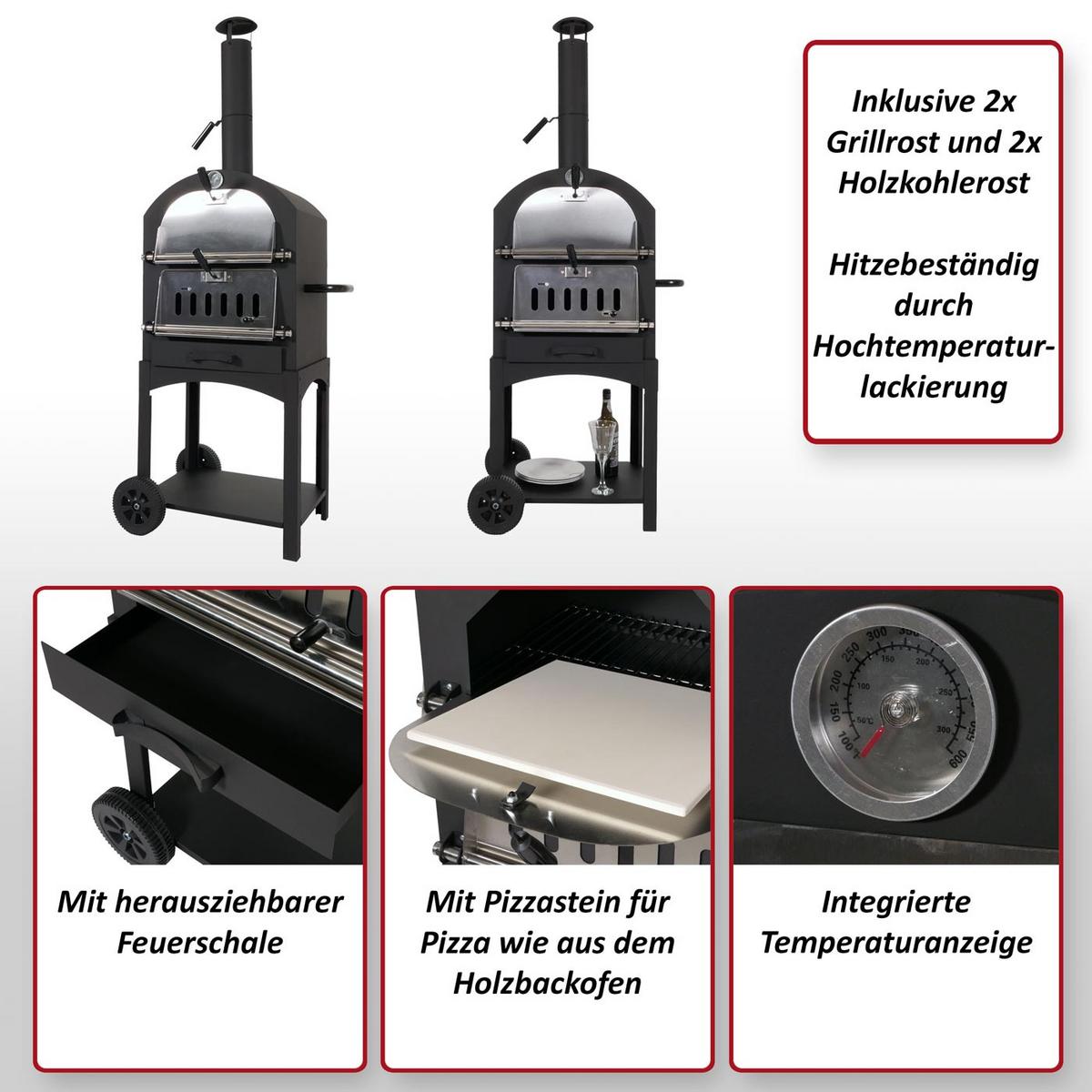 PIZZAOFEN Schwarz - Schwarz, Metall (70/166/48cm) - MCW