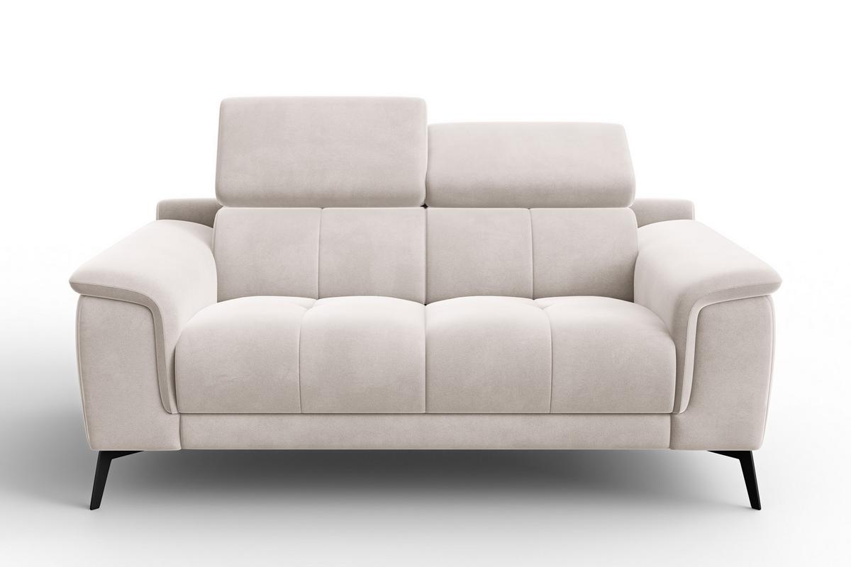 SOFA FIERO 2-Sitzer, Beiger Veloursstoff - Beige/Schwarz, Holz/Textil (170/82/103cm) - Courtois Laville