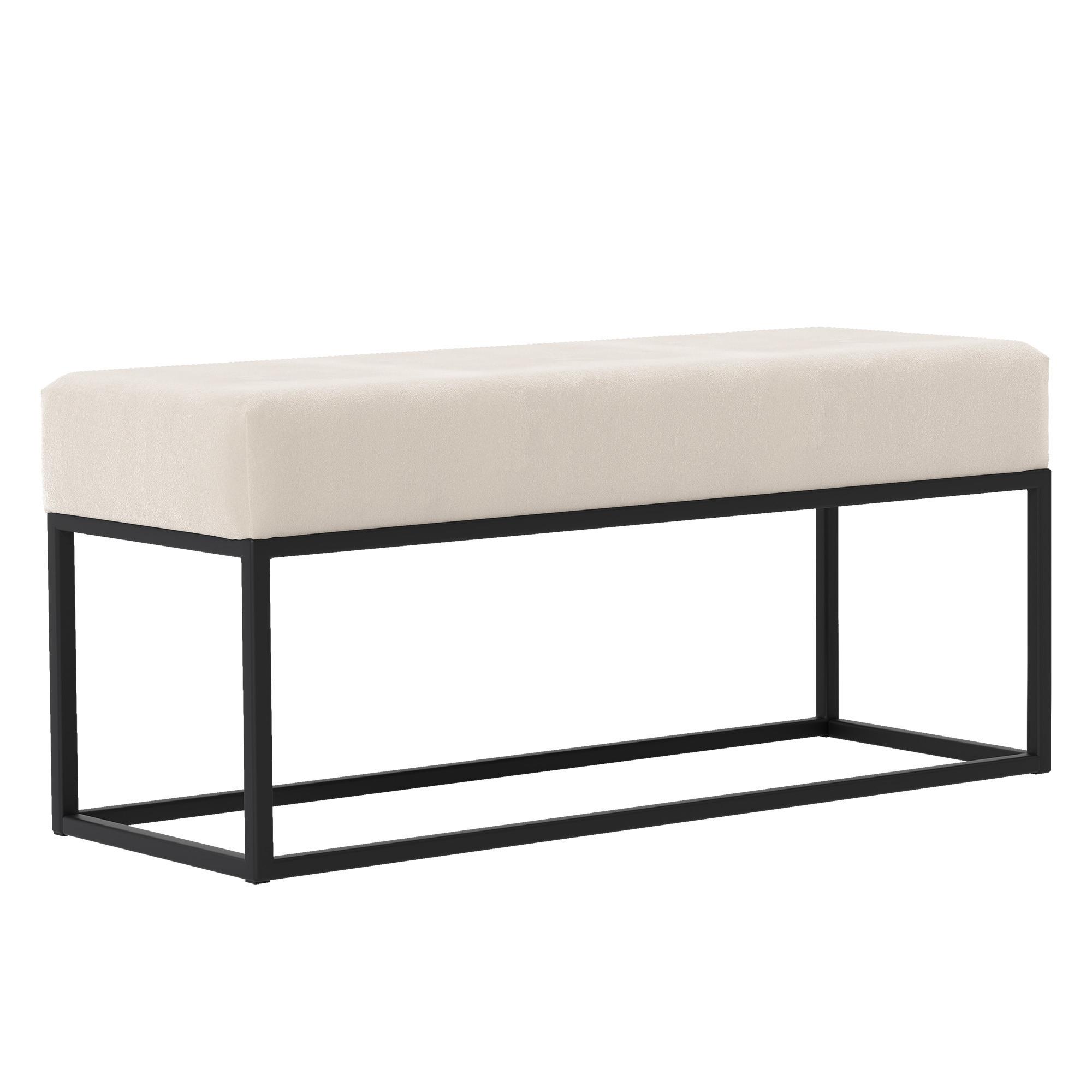 POLSTERBANK STELLA 100 cm Metallgestell, Schwarz / Beige - Beige, Textil/Metall (100/44/30cm) - Idohome