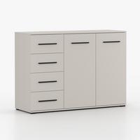 KOMMODE FRIDA 01 KK 135 cm Kaschmir/Kaschmir, vier Schubladen, zwei Drehtüren, schwarze Griffe - Kaschmir/Schwarz, Holzwerkstoff/Kunststoff (135/96/45cm) - imoebel24
