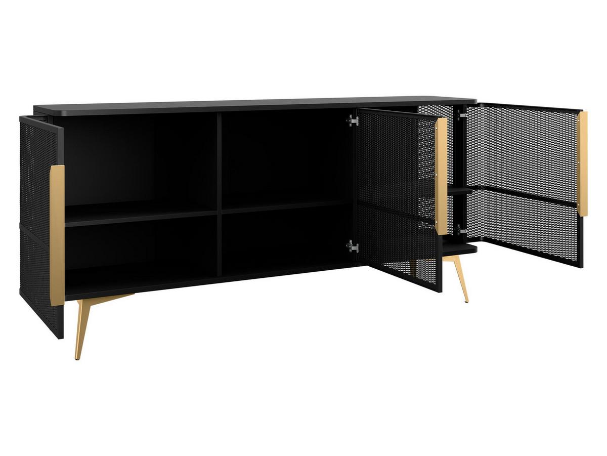 SIDEBOARD Modera 3 - Goldfarben/Schwarz, Holzwerkstoff/Metall (180/85/40cm) - MIRJAN24