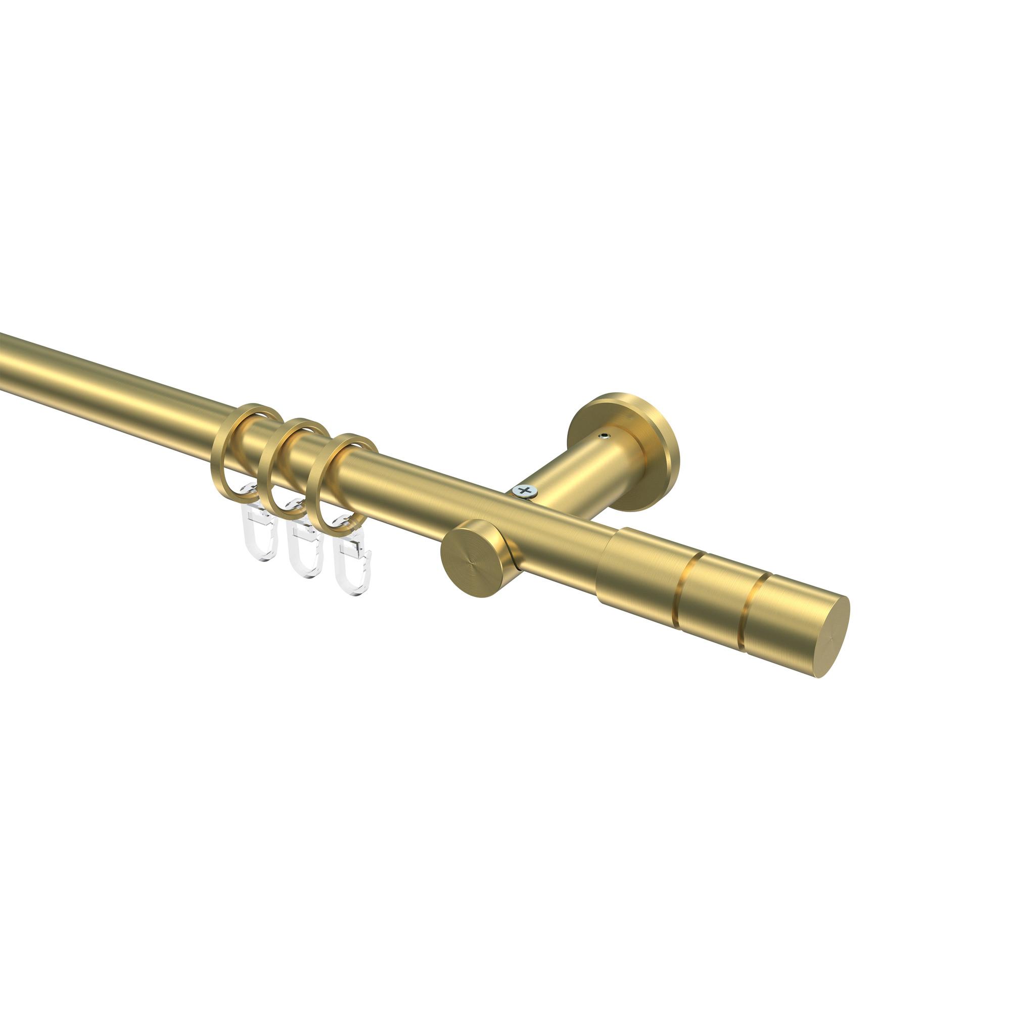 GARDINENSTANGE Platon Elanto 320 cm (geteilt in 2 x 160 cm), 1-läufig, 20 mm Ø Messing-Optik - Messingfarben, Metall (320cm) - INTERDECO