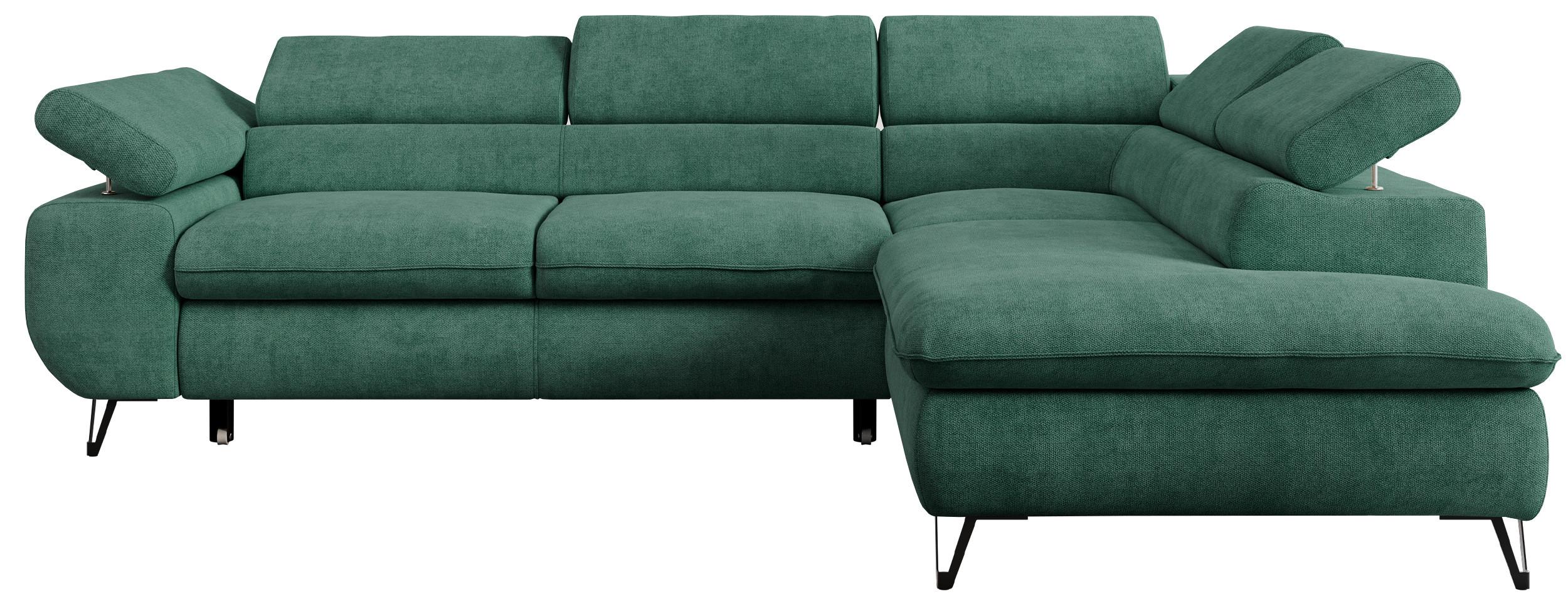 ECKSOFA PETER L Grün Struktur - Rechts Seite - Schwarz/Grün, Textil/Metall (273/208cm) - MKS