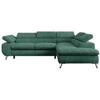 ECKSOFA PETER L Grün Struktur - Rechts Seite - Schwarz/Grün, Textil/Metall (273/208cm) - MKS
