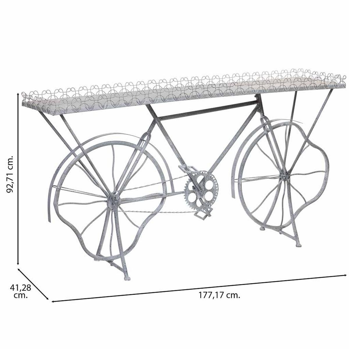KONSOLENSTISCH Fahrrad aus Metall 177x41x92 cm Grau - Grau, Metall (41.28/177.17/92.71cm) - Wanderlust