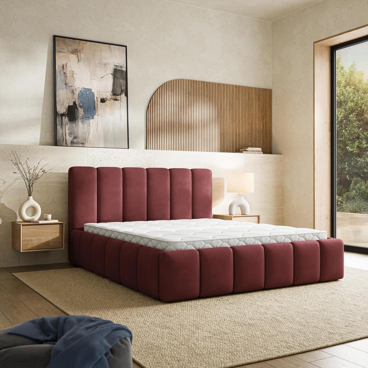 POLSTERBETT RANIS 160x200 cm mit Bettkästen - Rot - Rot, Holz/Textil (160/200cm) - MASSENO