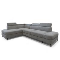 ECKSOFA AVISE MV L-S Grau Velours-Stoff mit Schlaffunktion - Grau, Holzwerkstoff/Textil (268/195cm) - MASSENO