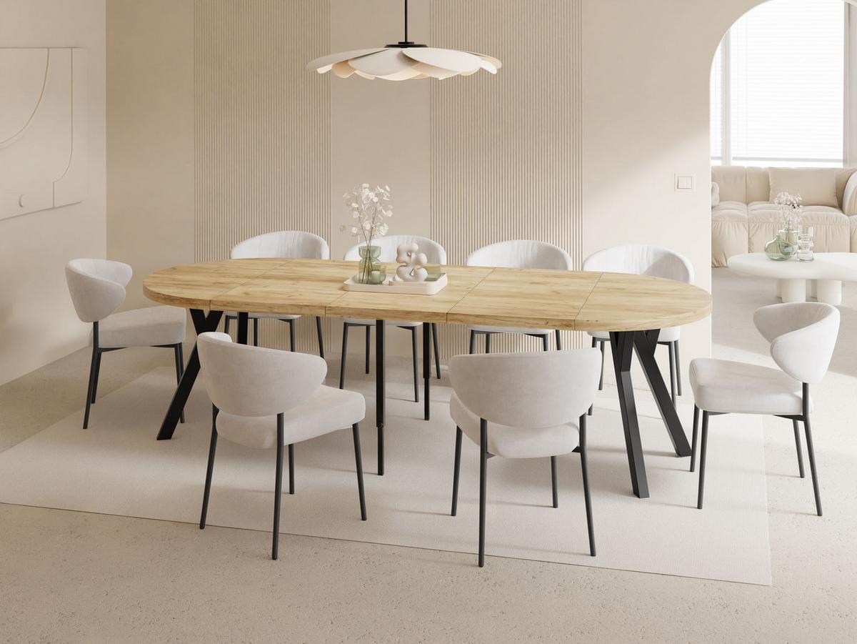 ESSTISCH Twixy XXL groß rund oval ausziehbar, Braun 100-250/100/76 cm - Eiche Wotan/Schwarz, Holz/Holzwerkstoff (100/250/76cm) - WFL GROUP