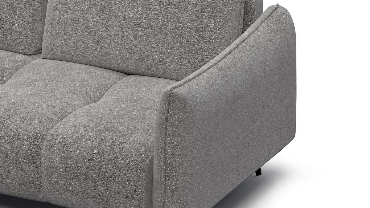 ECKSOFA AERA 5-Sitzer links, platingrau - Schwarz/Grau, Holz/Textil (268/206cm) - Wozimo
