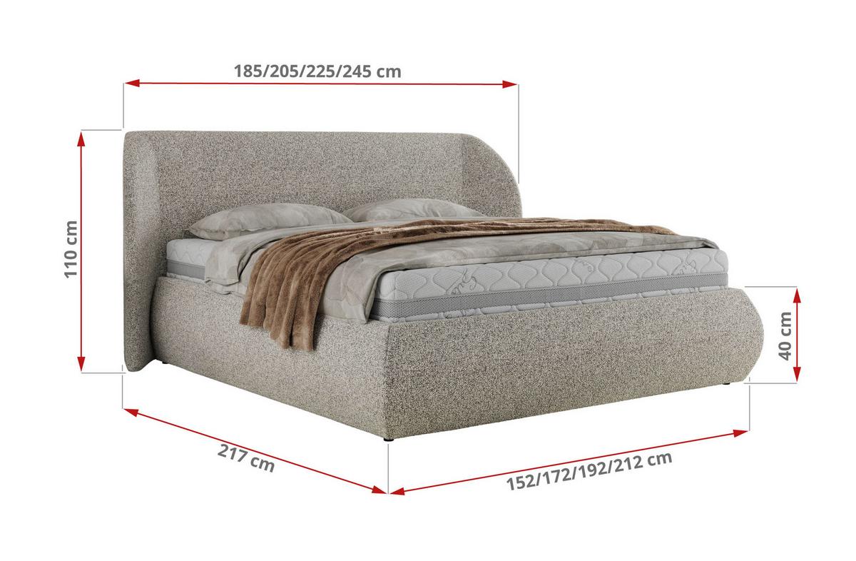 POLSTERBETT CAELA CLASSIC 140/200 - Hellgrau Strukture - Multipocket-Matratze - Hellgrau, Textil (140/200cm) - MKS