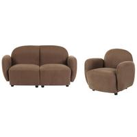 SOFA-SET 3-Sitzer Stoff Braun Jule - Schwarz/Braun, Textil (151/77/82cm) - Beliani