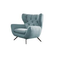 SESSEL CHARME Hellblau Cord - Schwarz/Hellblau, Textil/Metall (100/106/95cm) - KAWOLA