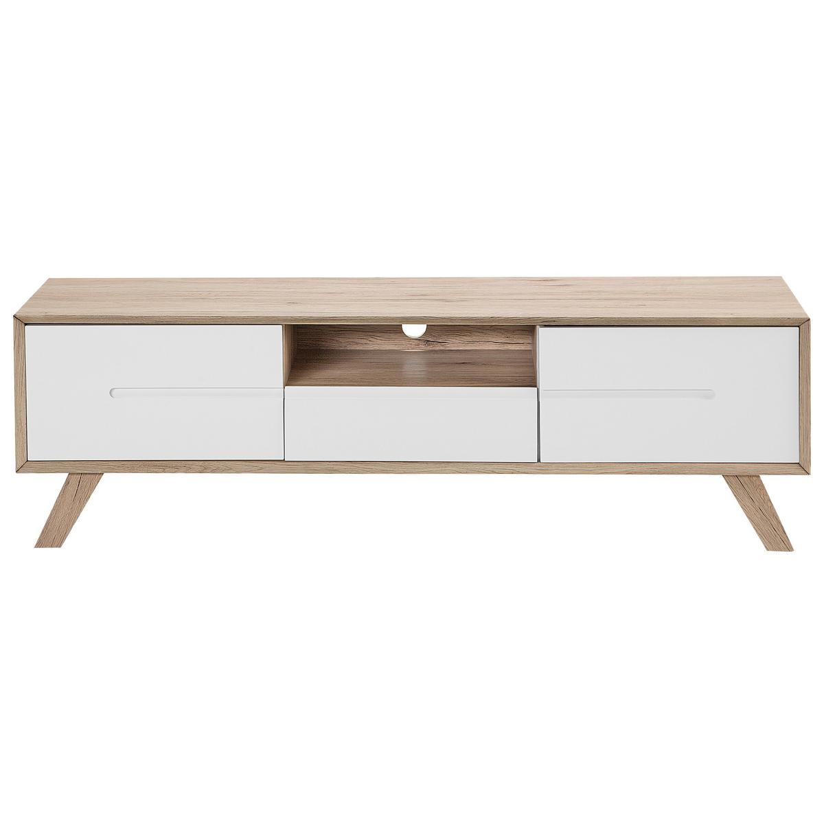 TV-MÖBEL Weiß, Hellbraun FORESTER 40/150/45 cm - Weiß, Holzwerkstoff (150/45/40cm) - Beliani
