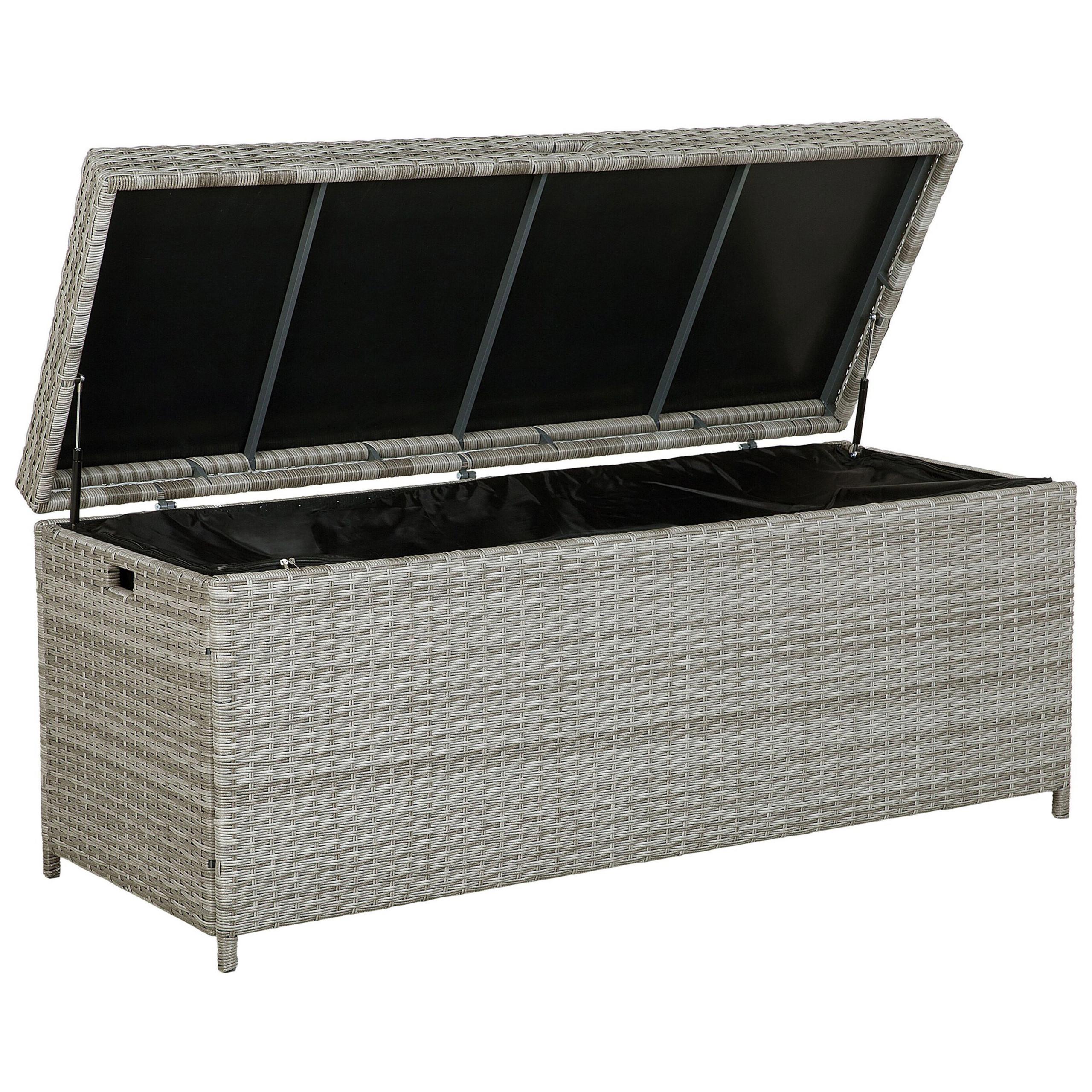 AUFLAGENBOX Rattan grau 158/63 cm Modena - Grau, Kunststoff (158/66/63cm) - Beliani