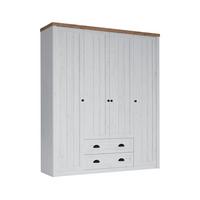 SCHRANK 4 Türen Léandre Weiß und Holz - Weiß, Holzwerkstoff (170.7/198.1/53.3cm) - Petits-meubles