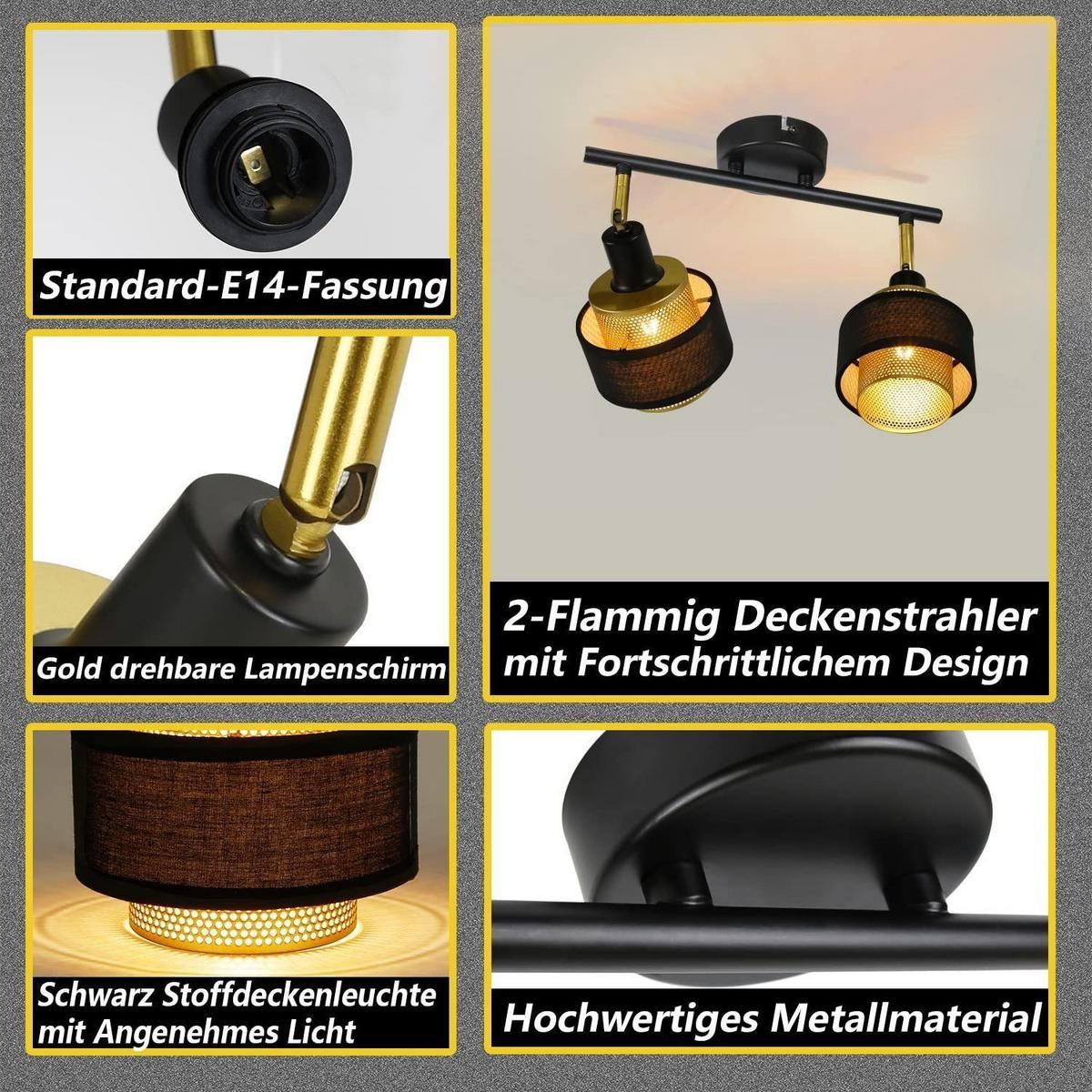 DECKENSTRAHLER Lisbeth 2-flammig 30/10/13 cm - Schwarz, Metall (30/10/13cm) - Nettlife