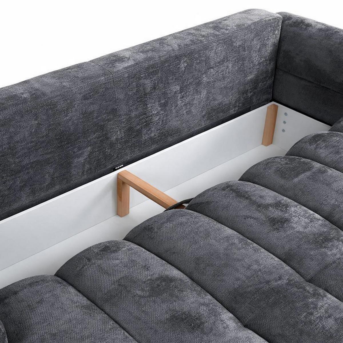 SCHLAFSOFA Mavi 3-Sitzer mit Schlaffunktion, Bettsofa Schlafcouch 195x145 cm, Dunkelgrau - Dunkelgrau, Textil (255/100/110cm) - Beautysofa