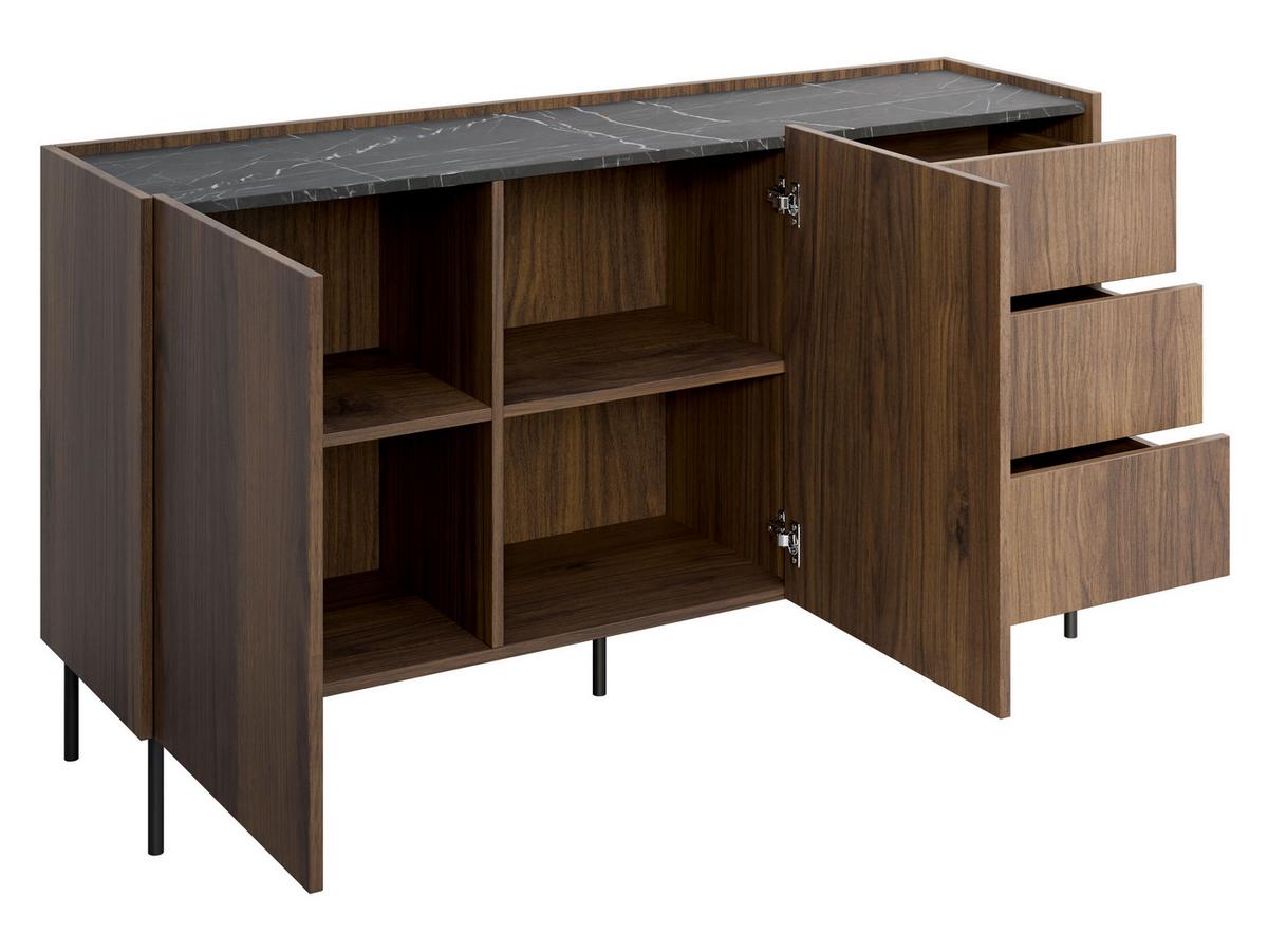 SIDEBOARD Tewos K160 3SZ - Nussbaumfarben/Schwarz, Holzwerkstoff/Metall (160/78/37cm) - MIRJAN24