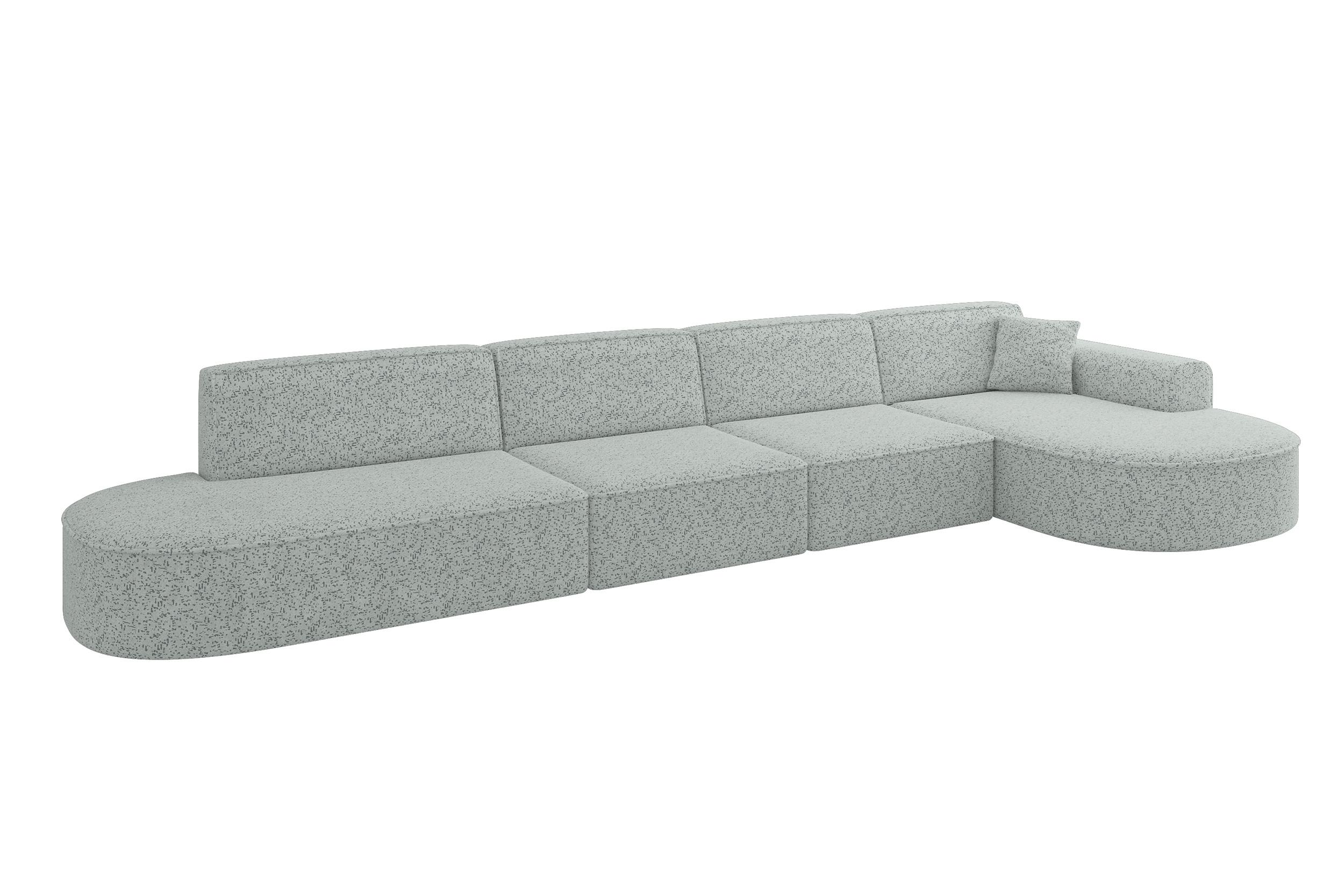 ECKSOFA Ottomane Rechts MARI-L3 - 413x171x79 cm Grün Tissu - Wildeiche/Schwarz, Holzwerkstoff/Kunststoff (171/413cm) - ALTDECOR