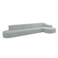 ECKSOFA Ottomane Rechts MARI-L3 - 413x171x79 cm Grün Tissu - Wildeiche/Schwarz, Holzwerkstoff/Kunststoff (171/413cm) - ALTDECOR