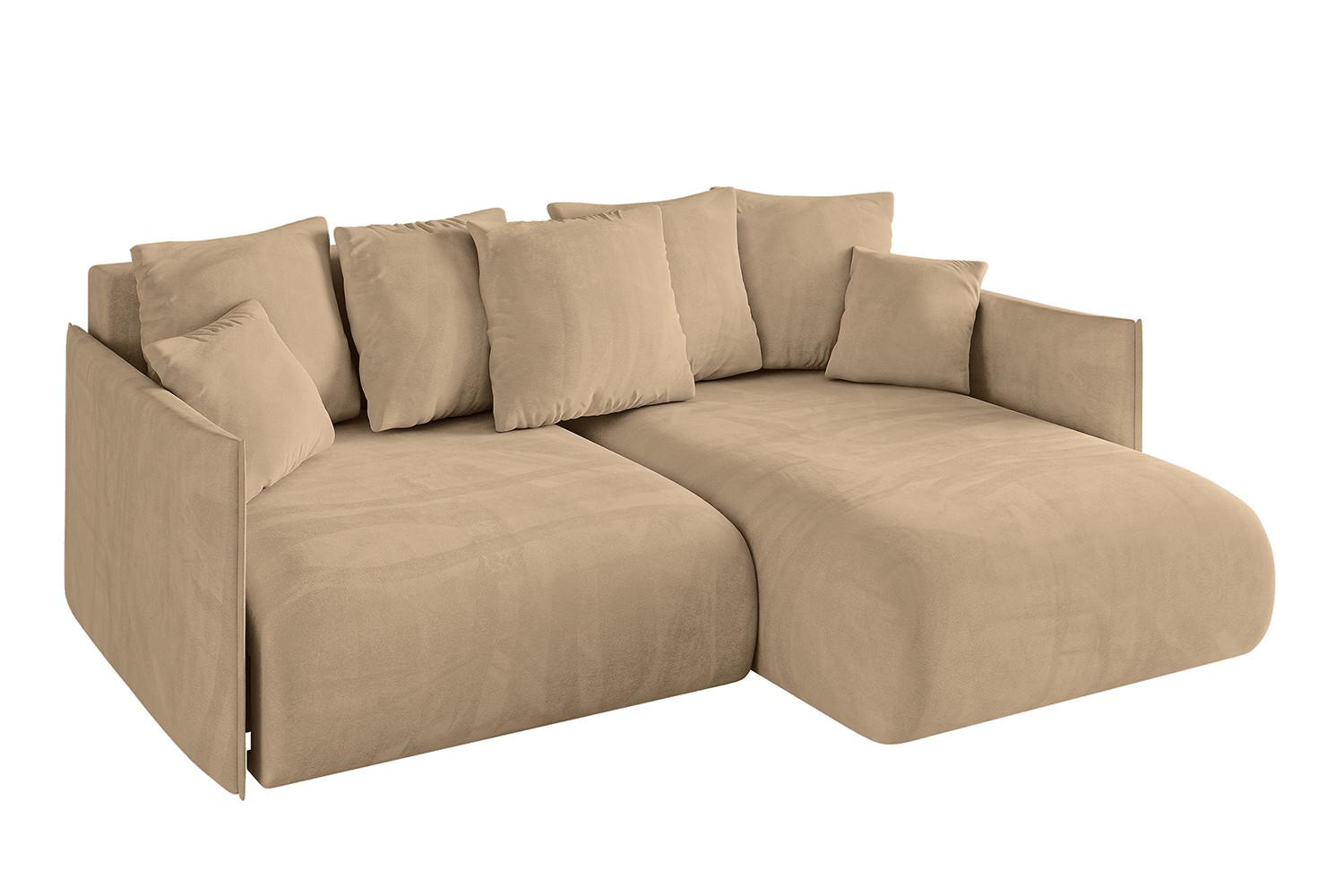 ECKSOFA Ottomane rechts ONESK-L 216x177x72 Beige Velours - Beige, Holzwerkstoff/Kunststoff (177/216cm) - ALTDECOR