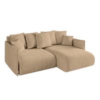 ECKSOFA Ottomane rechts ONESK-L 216x177x72 Grün Velours - Beige, Holzwerkstoff/Kunststoff (177/216cm) - ALTDECOR