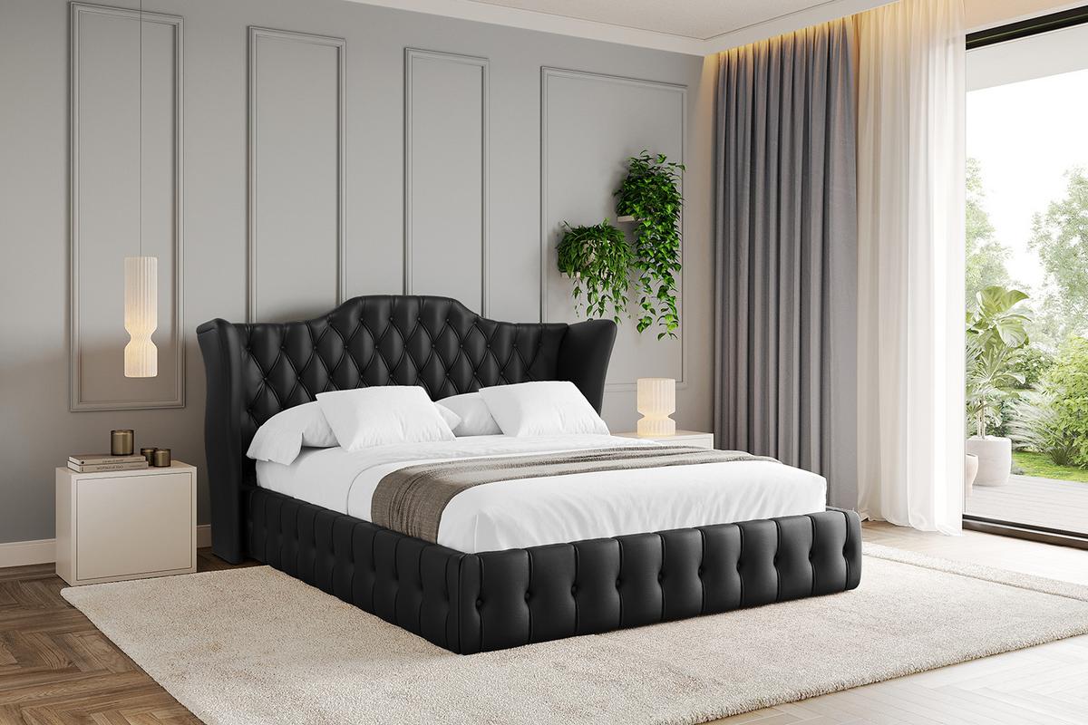 POLSTERBETT mit Bettkasten und Lattenrost, Bett mit Matratze H3/H4 - MODY 120x200 Schwarz Kunstleder - Schwarz Hochglanz, Holzwerkstoff/Textil (120/200cm) - ALTDECOR