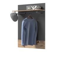 GARDEROBENPANEEL Eiche, grau 90 cm mit Kleiderhaken - Eichefarben, Holzwerkstoff (90/117/25cm) - Inn.Furn