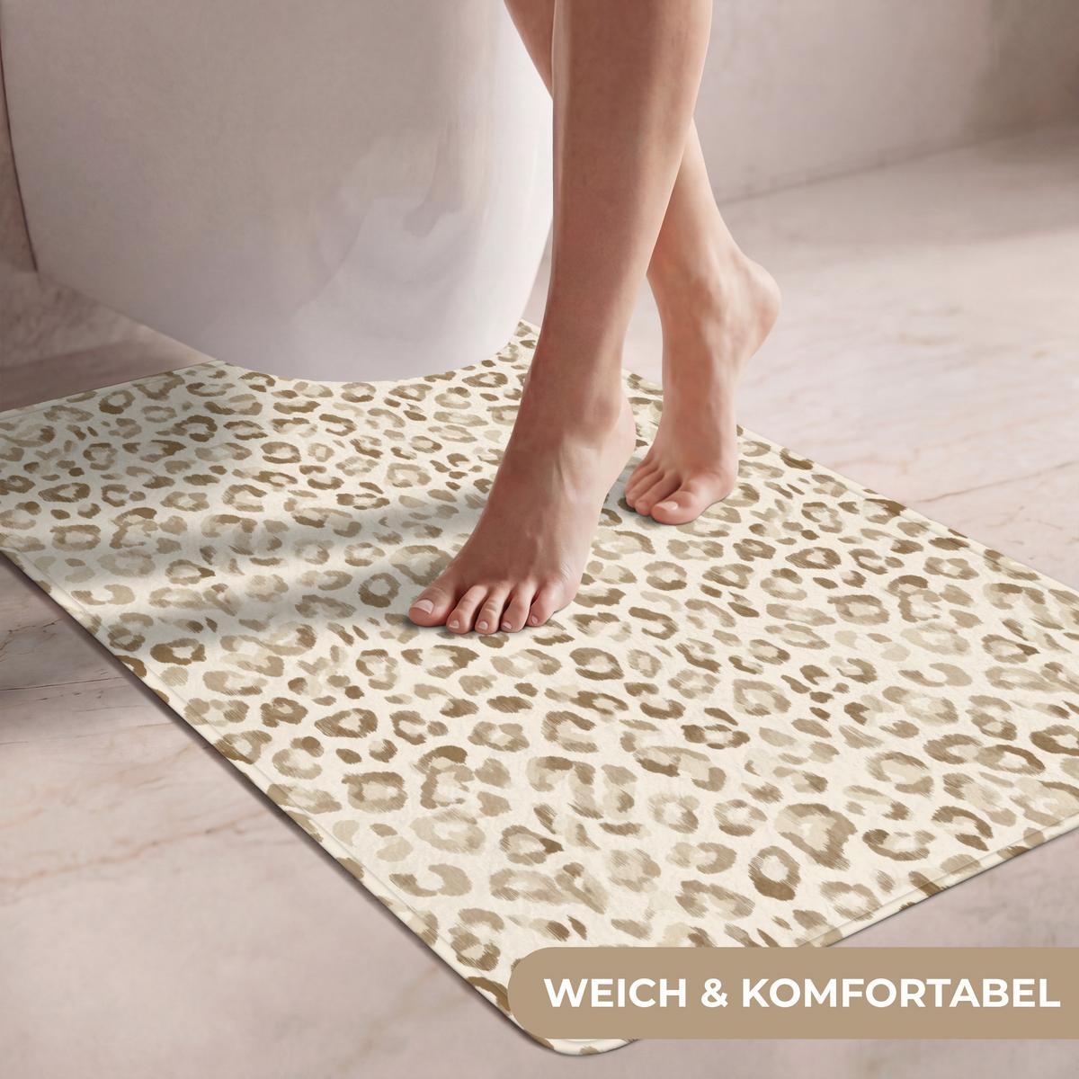 WC-VORLEGER Leopard - Klassisch - Beige Toilettenvorleger 60x90 cm - Hellbraun, Textil (60/1cm) - OnlyWow