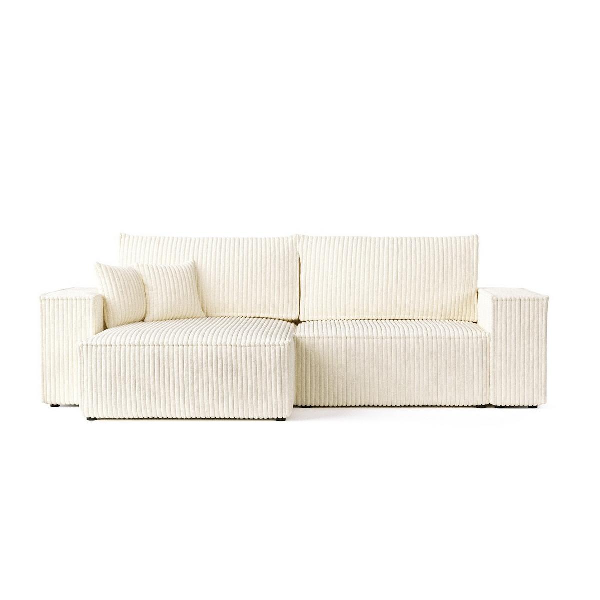 ECKSOFA CAVO mit Schlaffunktion Creme im Tilia Stoff - Creme/Schwarz, Holz/Holzwerkstoff (255/148cm) - AltaBeds