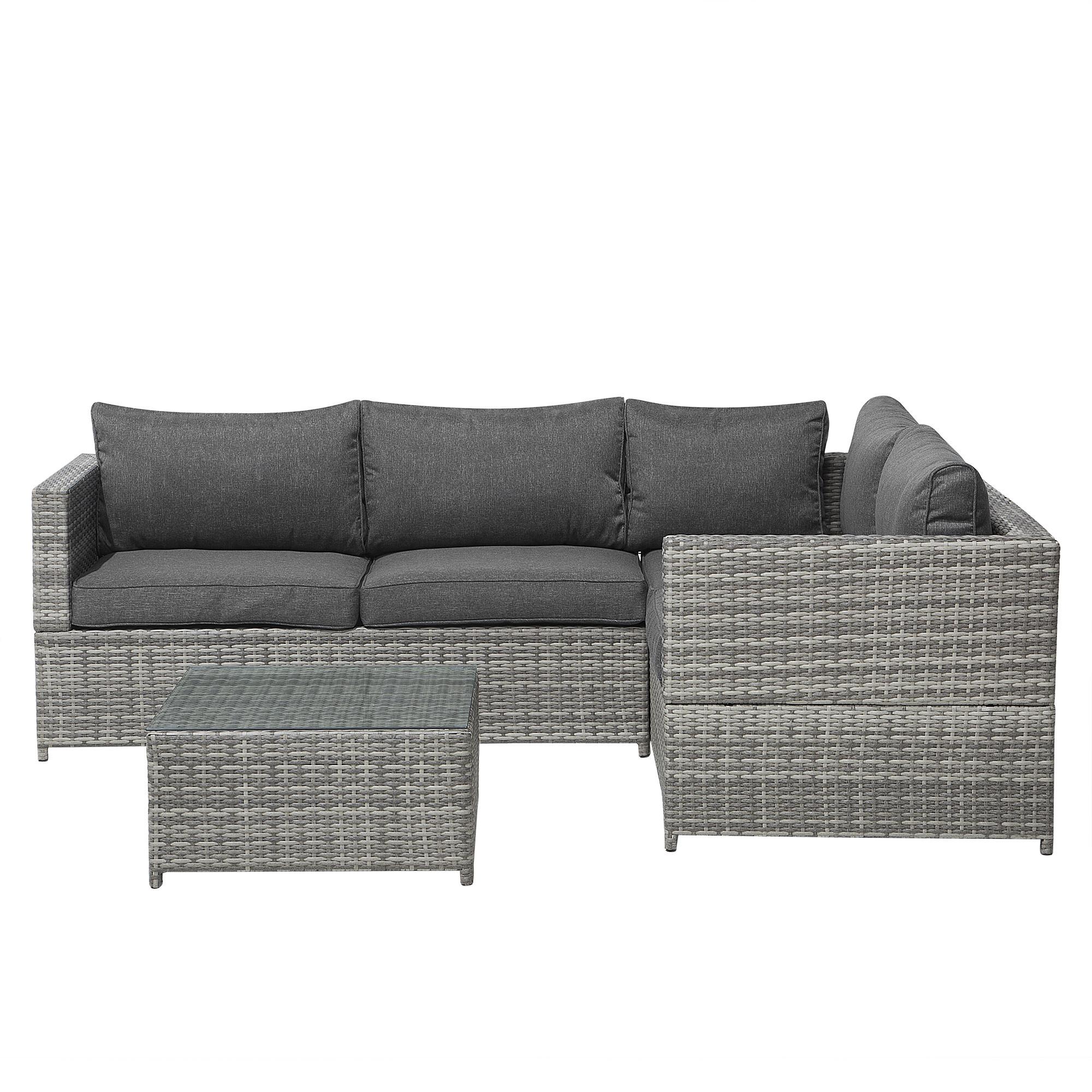 LOUNGE-SET 4-Sitzer grau Avola - Grau, Kunststoff - Beliani
