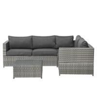 LOUNGE-SET 4-Sitzer grau Avola - Grau, Kunststoff - Beliani