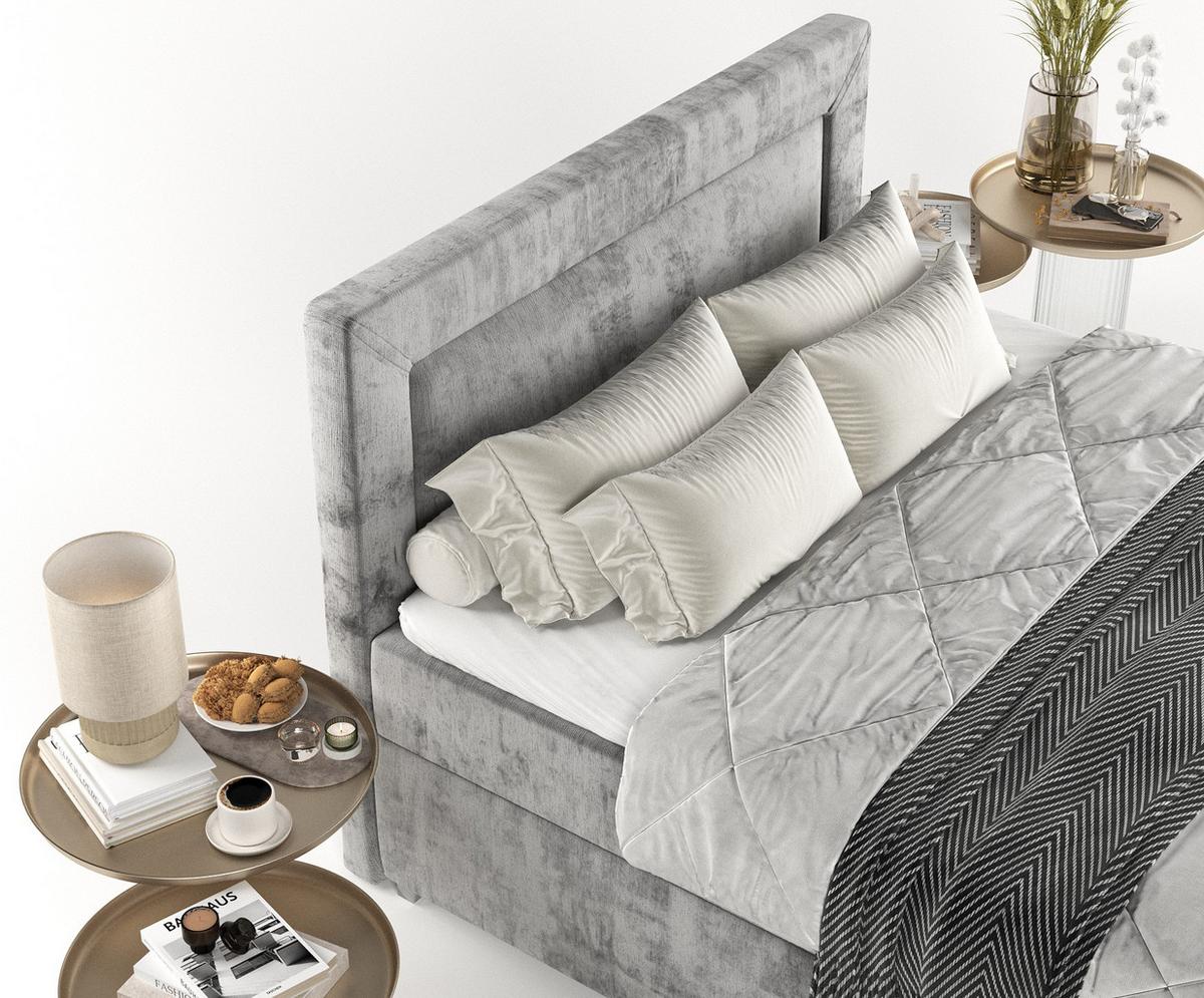 BOXBETT Lontano 140/200 cm Grau im Lotta Stoff - Chromfarben/Grau, Holz/Holzwerkstoff (140/200cm) - AltaBeds