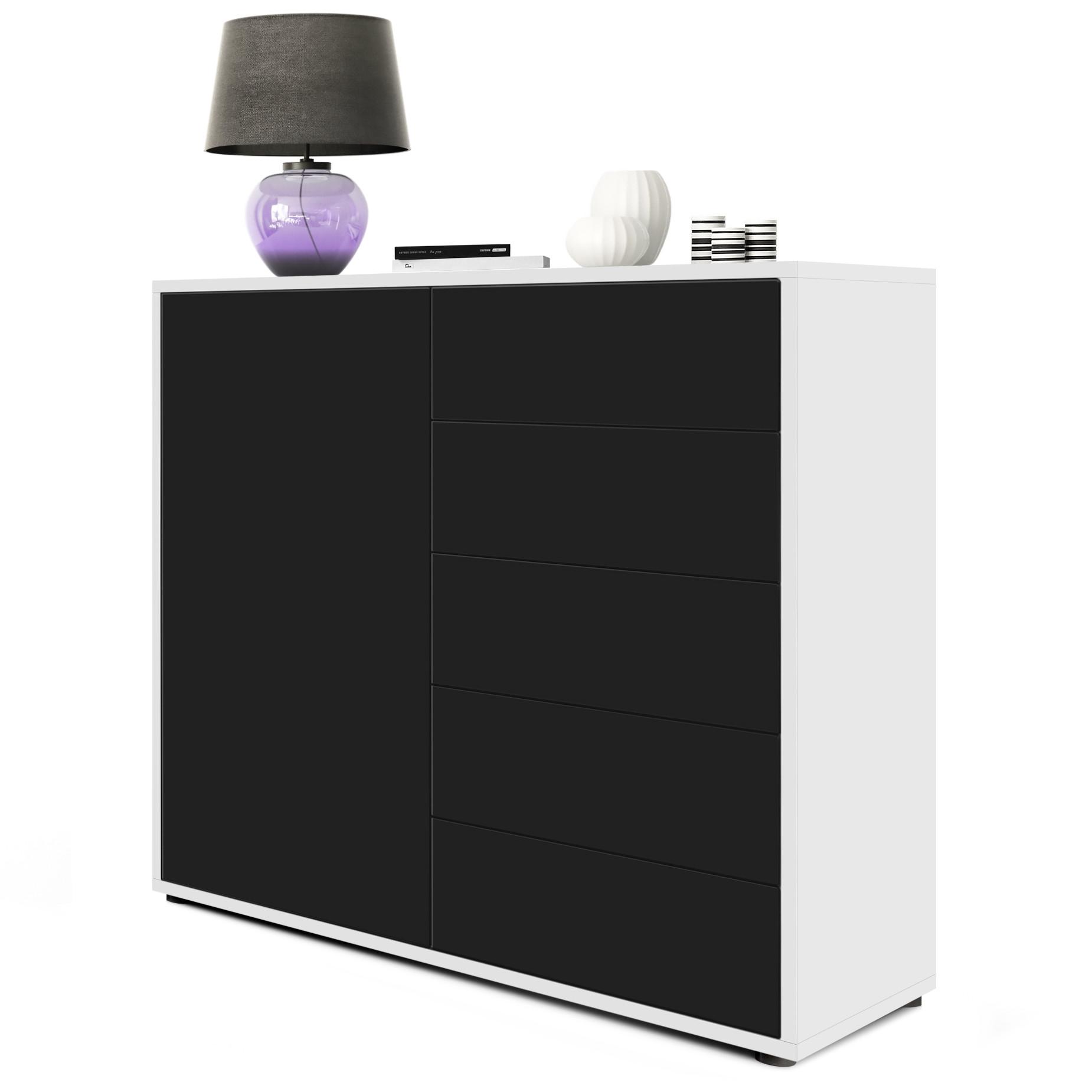 KOMMODE Ben Front in Schwarz matt - Schwarz, Holzwerkstoff (79/74/36cm) - Vladon