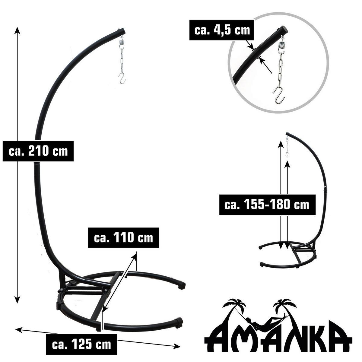 XL-HÄNGESESSEL inkl. Gestell bis 150kg, 210cm, Petrol - Blau, Metall (110/210/125cm) - Amanka