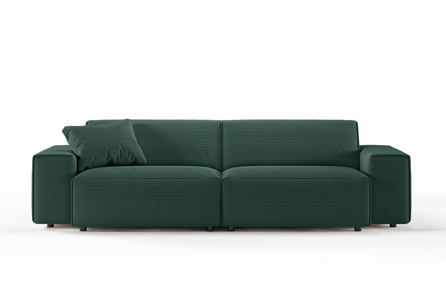 SOFA RANI Smaragdgrün Cord - Smaragdgrün/Schwarz, Kunststoff/Textil (256/71/101cm) - KAWOLA