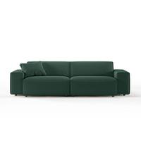 SOFA RANI Smaragdgrün Cord - Smaragdgrün/Schwarz, Kunststoff/Textil (256/71/101cm) - KAWOLA