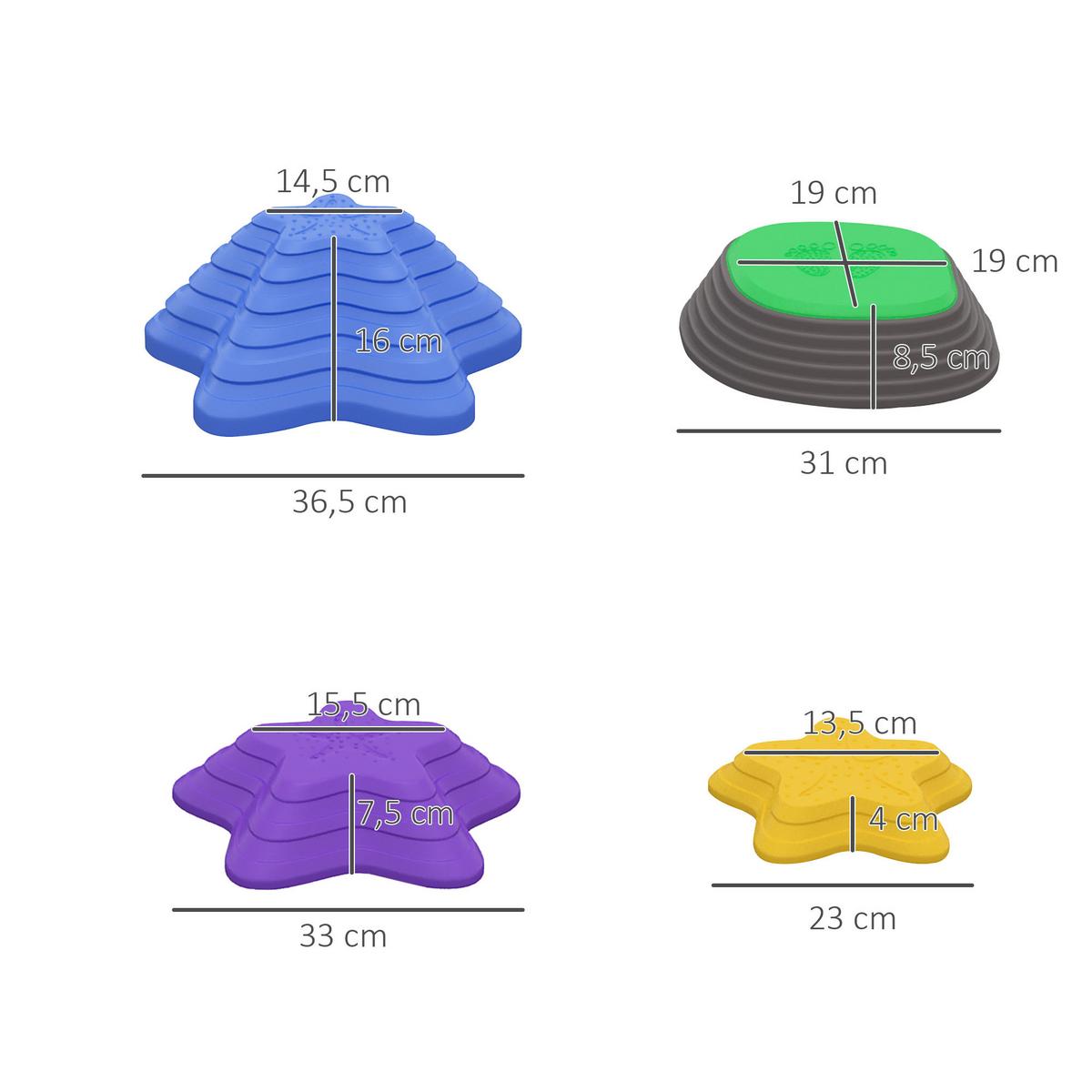 FLUSSSTEINE, 5-tlg. Balanciersteine für Kinder, Trittsteine bis 80 kg Belastbar - Multicolor, Kunststoff (36.5/16/36.5cm) - ZONEKIZ