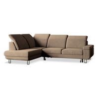 ECKSOFA LERMA R-S Beige Velours-Stoff mit Schlaffunktion - Beige/Silberfarben, Holz/Textil (253/190cm) - MASSENO