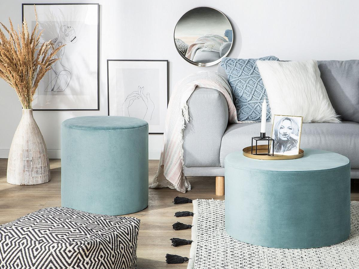 POUF Lovett 47/47/46 cm - Grün, Textil (47/46/47cm) - Beliani