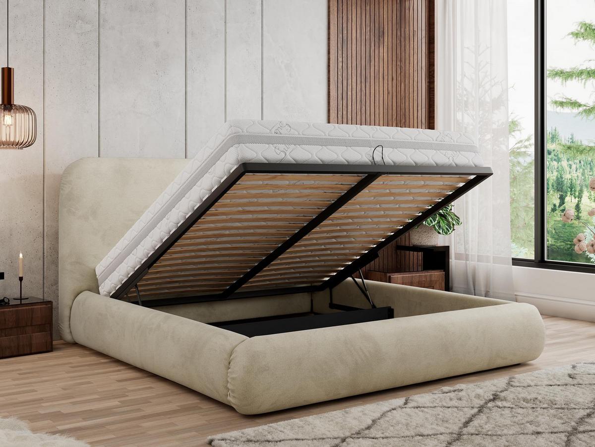 POLSTERBETT BENEA CLASSIC 140/200 - Beige Velvet - Multipocket-Matratze - Beige, Textil (140/200cm) - MKS