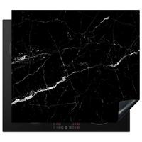 HERDABDECKPLATTE Marmoroptik - Schwarz - Luxus Herdabdeckung Induktionsfeld 60x52 cm - Grau, Kunststoff (60/52/0.2cm) - MuchoWow