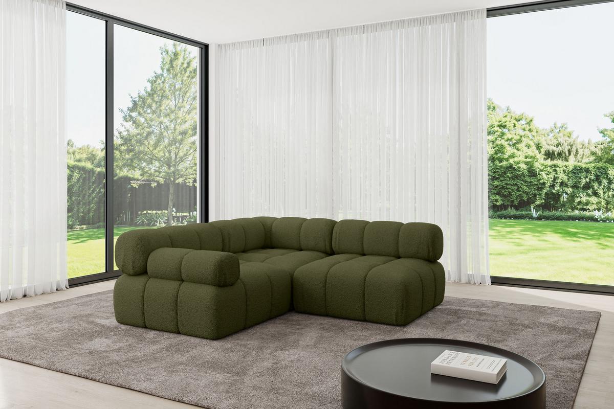 ECKSOFA modulares Sofa Mende-L1 - 190x190x70 cm Grün Bouclé - Grün, Holzwerkstoff/Textil (190/190cm) - ALTDECOR