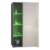 VITRINE Davos Sandgrau Hochglanz - Sandfarben, Holzwerkstoff (71.5/134/35cm) - Vladon